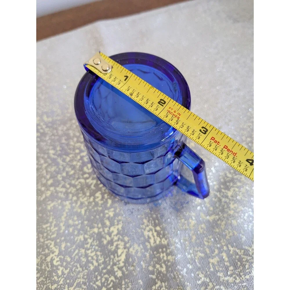 Vintage Shirley Temple 4.5” Tall Cobalt Blue Depression Glass Cream Pitcher 30s